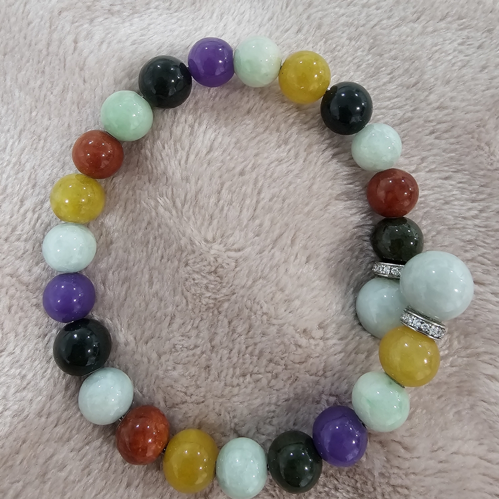 HSN Jadeite Multicolor Beaded Bracelet
